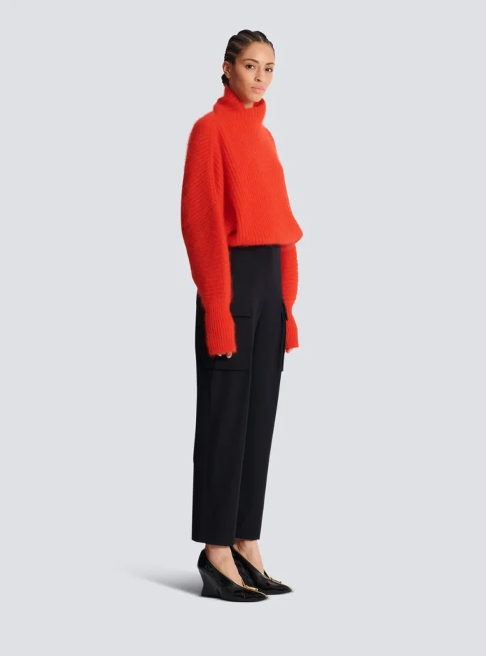 Pantaloni cargo in lana grain de poudre Pantaloni cargo in lana grain de poudre