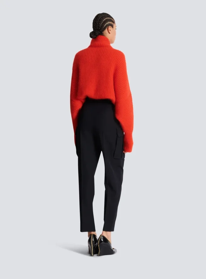 Pantaloni cargo in lana grain de poudre Pantaloni cargo in lana grain de poudre