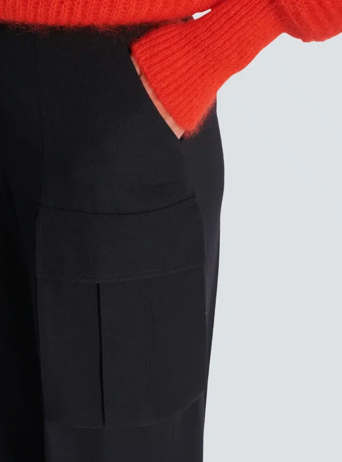 Pantaloni cargo in lana grain de poudre Pantaloni cargo in lana grain de poudre