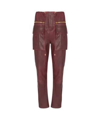 Pantaloni cargo in pelle di agnello