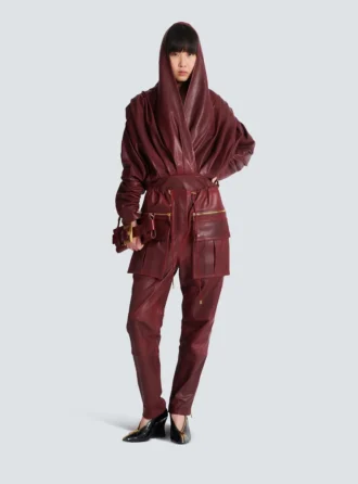Pantaloni cargo in pelle di agnello