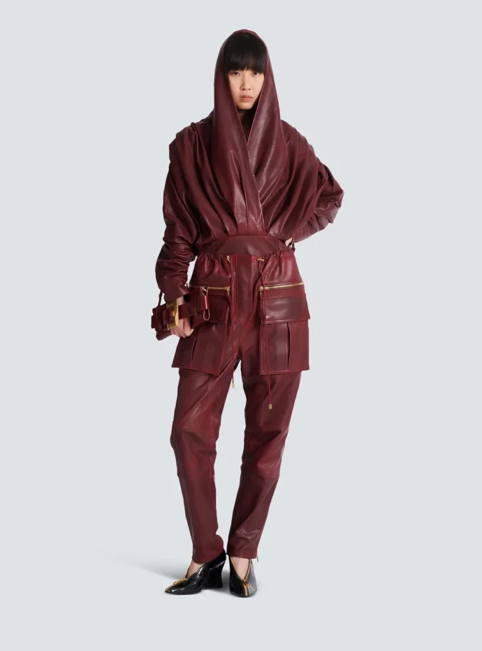 Pantaloni cargo in pelle di agnello Pantaloni cargo in pelle di agnello