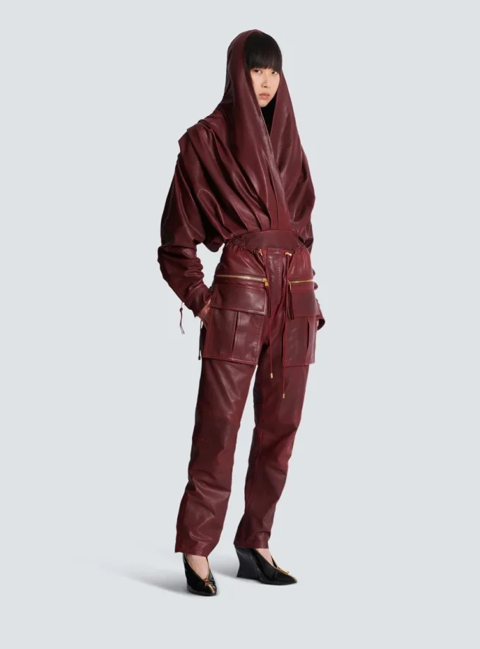 Pantaloni cargo in pelle di agnello Pantaloni cargo in pelle di agnello