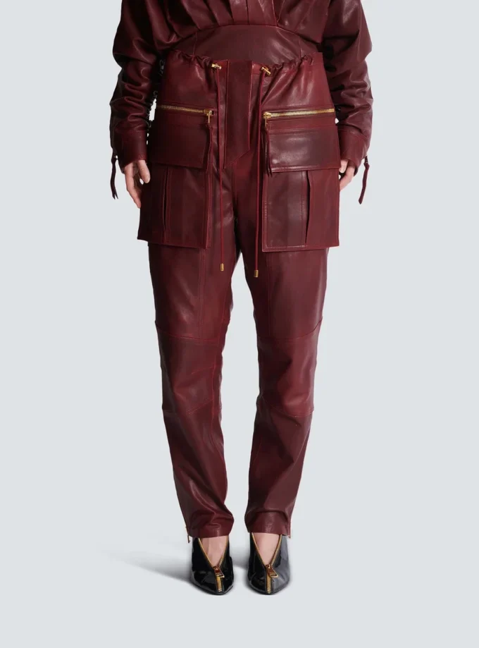 Pantaloni cargo in pelle di agnello Pantaloni cargo in pelle di agnello