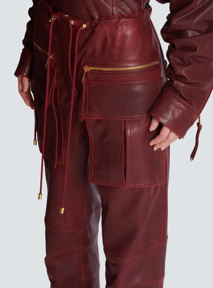 Pantaloni cargo in pelle di agnello Pantaloni cargo in pelle di agnello