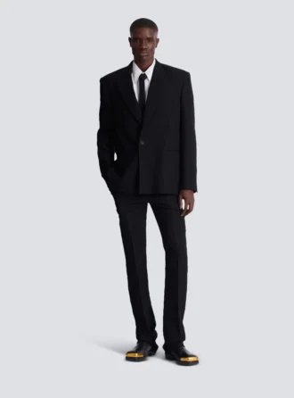 Pantaloni con pinces in grana di polvere