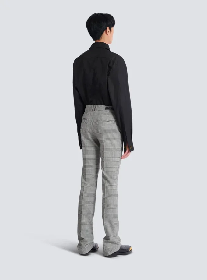 Pantaloni con pinces in lana Principe di Galles Pantaloni con pinces in lana Principe di Galles