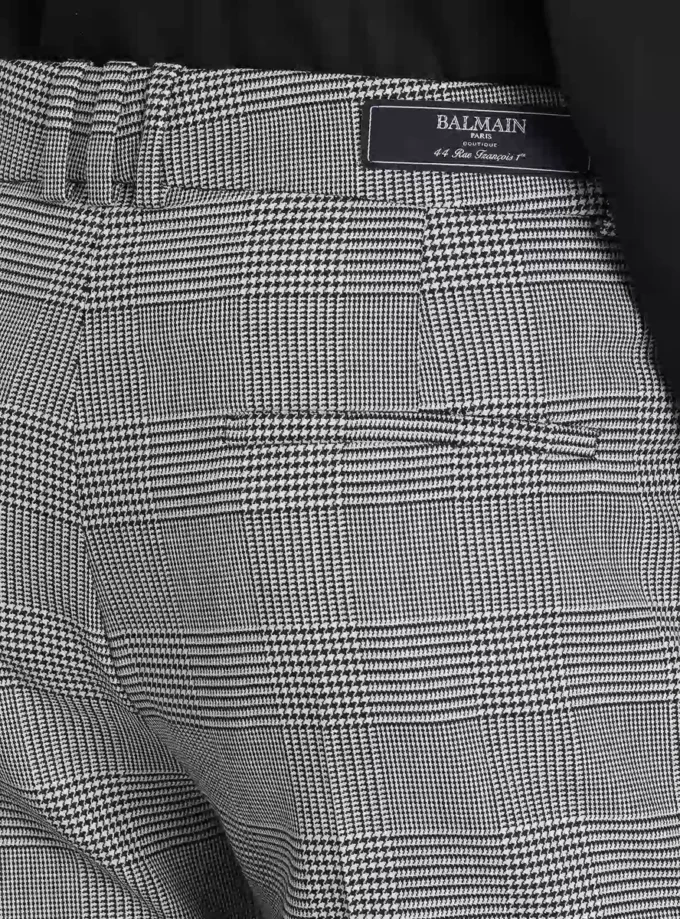 Pantaloni con pinces in lana Principe di Galles Pantaloni con pinces in lana Principe di Galles