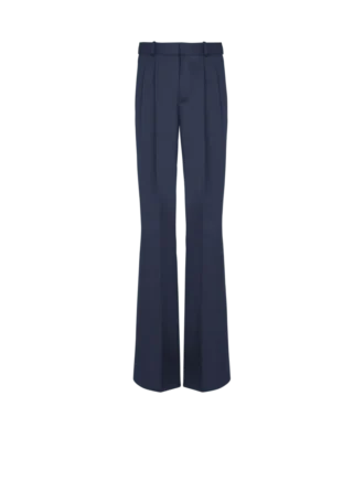 Pantaloni con pinces in twill di cotone