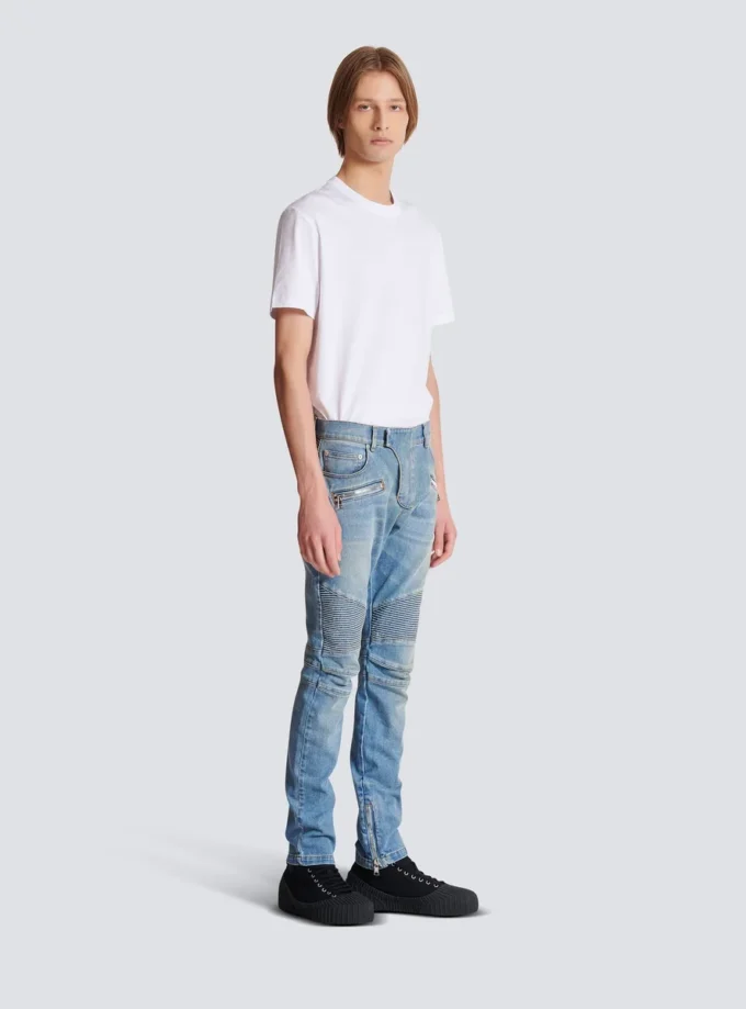 Pantaloni da motociclista slim fit in denim Pantaloni da motociclista slim fit in denim