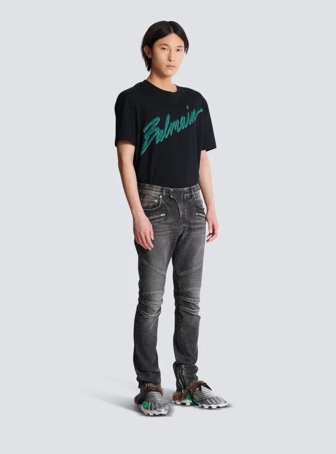 Pantaloni da motociclista slim fit in denim Pantaloni da motociclista slim fit in denim