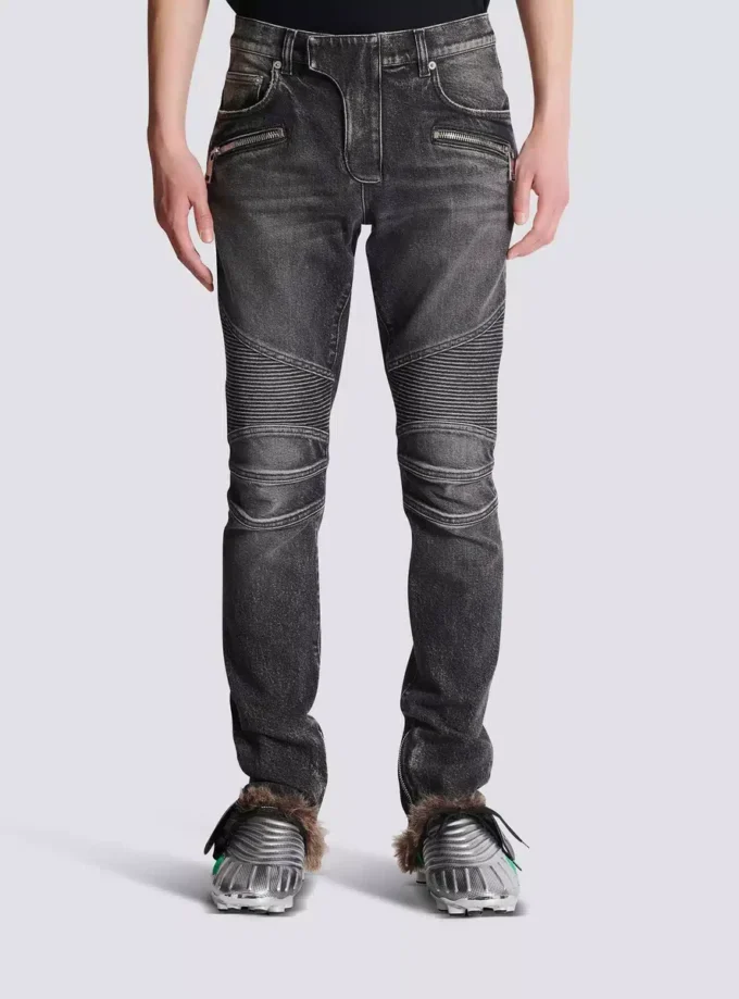 Pantaloni da motociclista slim fit in denim Pantaloni da motociclista slim fit in denim