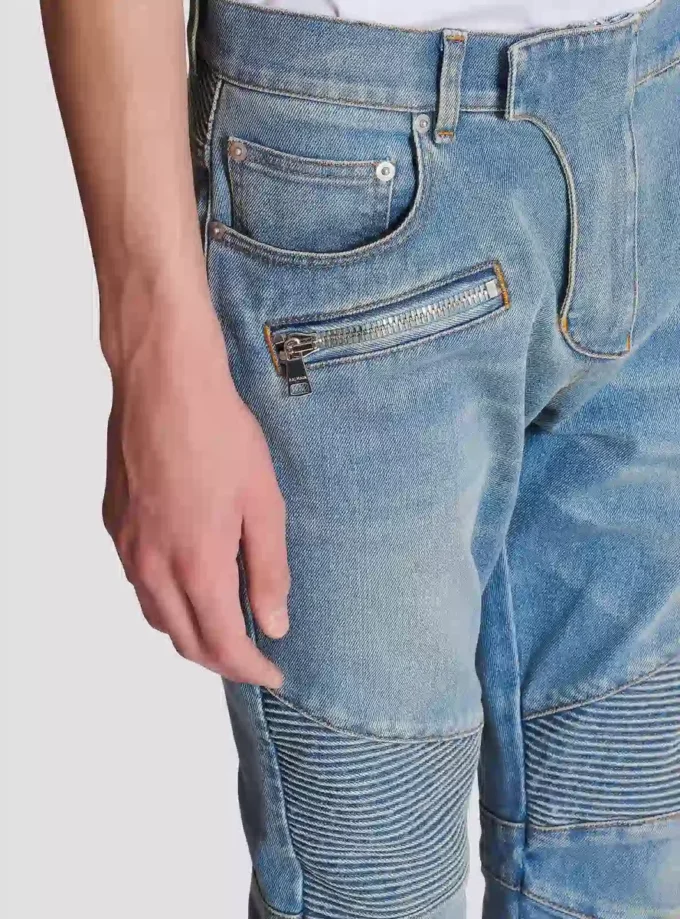 Pantaloni da motociclista slim fit in denim Pantaloni da motociclista slim fit in denim