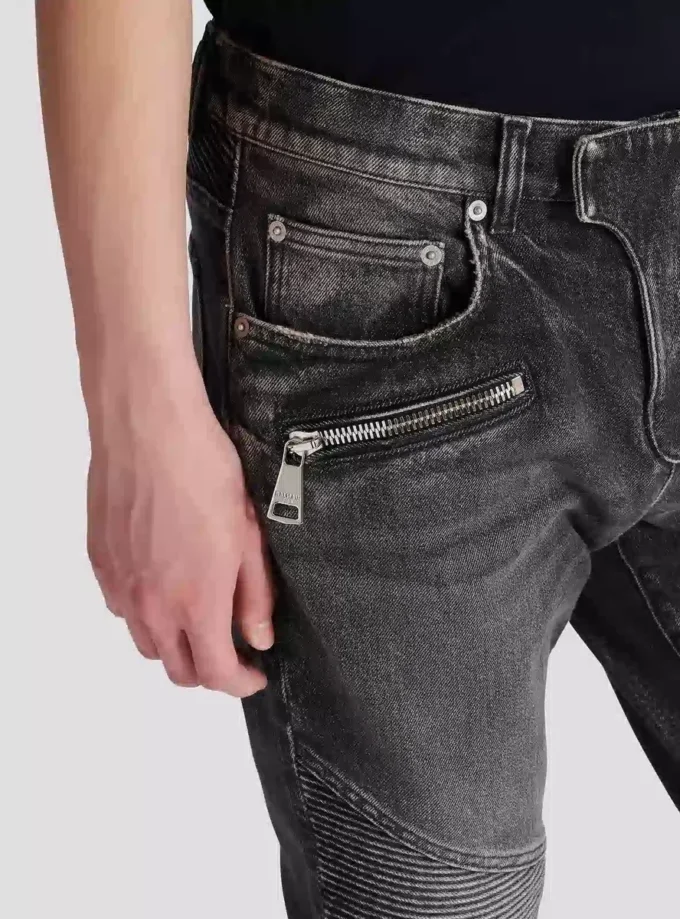 Pantaloni da motociclista slim fit in denim Pantaloni da motociclista slim fit in denim
