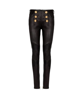 Pantaloni da motociclista slim fit in pelle di agnello