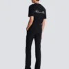 Pantaloni dritti in lana con ricami in cristallo Pantaloni dritti in lana con ricami in cristallo