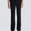 Pantaloni dritti in lana con ricami in cristallo Pantaloni dritti in lana con ricami in cristallo