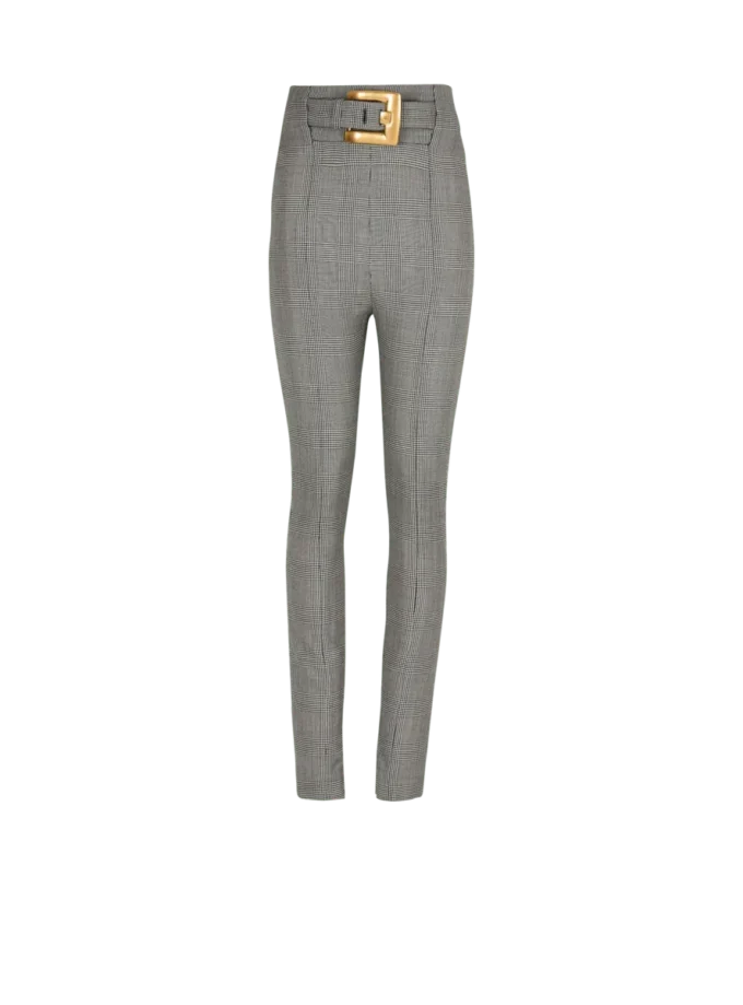 Pantaloni elasticizzati in jacquard Principe di Galles Pantaloni elasticizzati in jacquard Principe di Galles