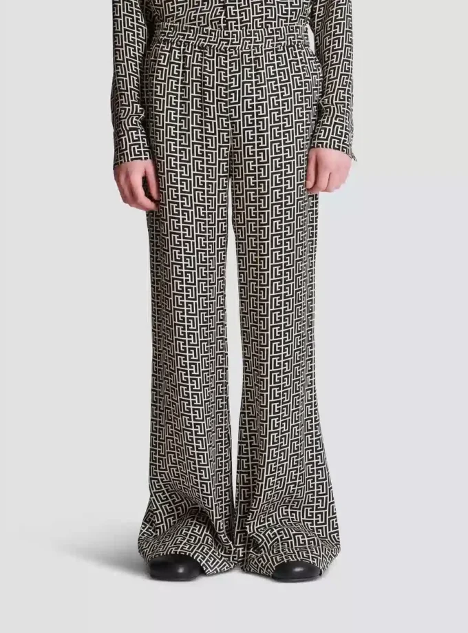 Pantaloni fluidi con monogramma