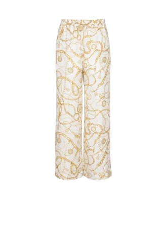 Pantaloni fluidi in seta stampata con motivo Balmain Chains Pantaloni fluidi in seta stampata con motivo Balmain Chains