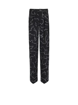 Pantaloni in crêpe con motivo Constellation in strass