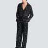 Pantaloni in crêpe con motivo Constellation in strass Pantaloni in crêpe con motivo Constellation in strass