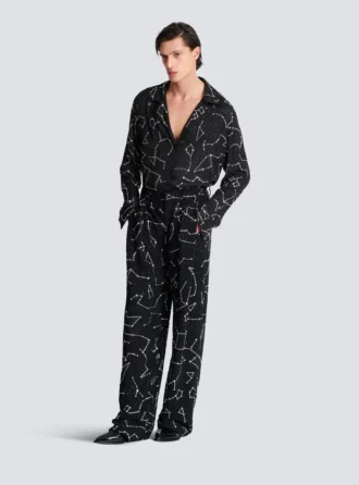Pantaloni in crêpe con motivo Constellation in strass