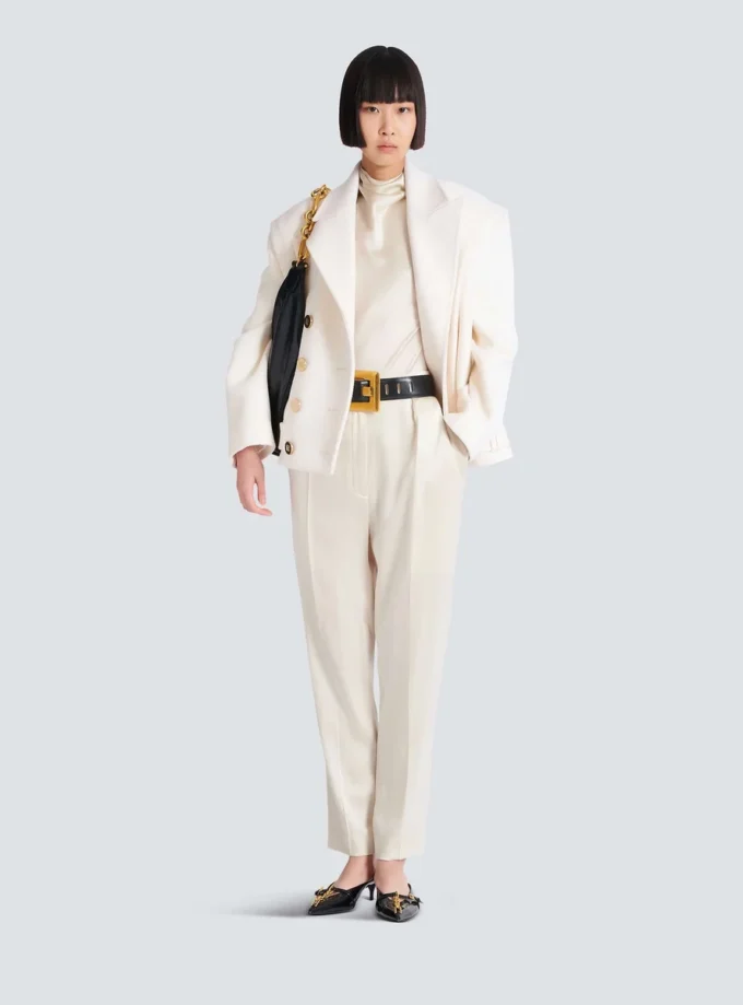 Pantaloni in seta a vita alta Pantaloni in seta a vita alta