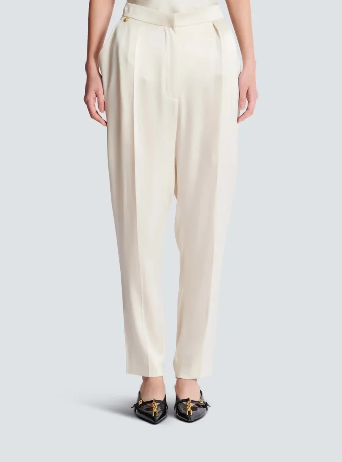 Pantaloni in seta a vita alta Pantaloni in seta a vita alta