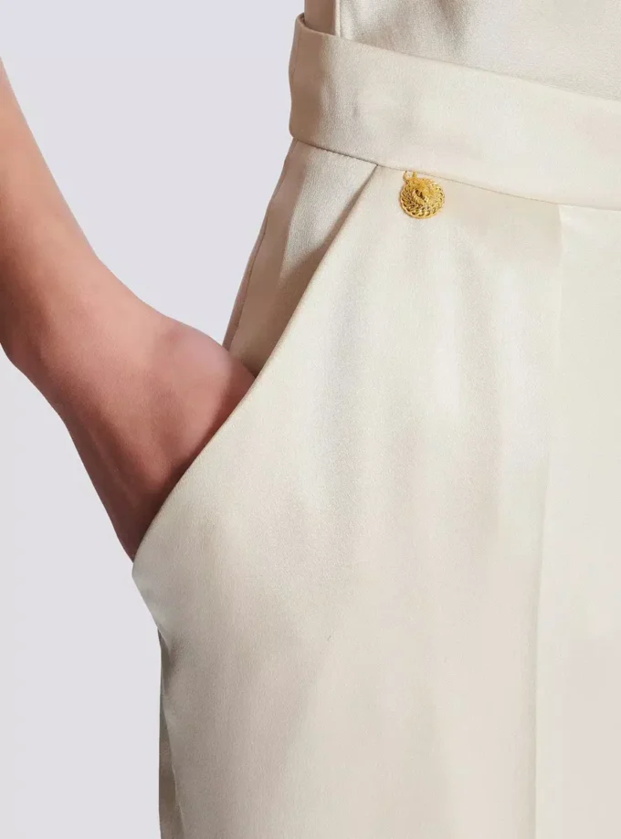 Pantaloni in seta a vita alta Pantaloni in seta a vita alta