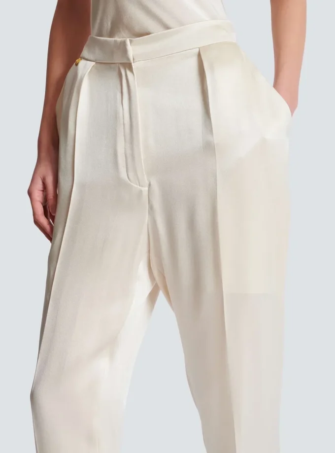 Pantaloni in seta a vita alta Pantaloni in seta a vita alta