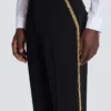 Pantaloni sartoriali dritti in crêpe ricamato Pantaloni sartoriali dritti in crêpe ricamato