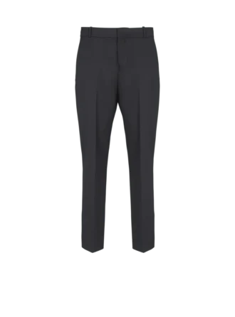 Pantaloni sartoriali in lana a gamba dritta