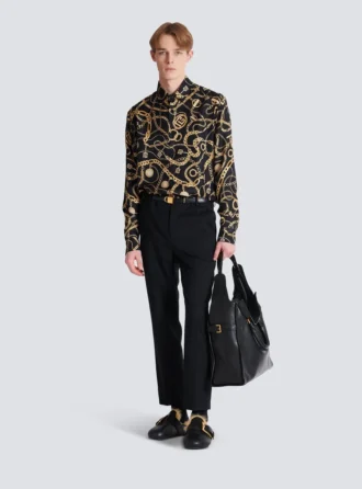 Pantaloni sartoriali in lana a gamba dritta