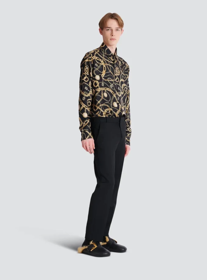Pantaloni sartoriali in lana a gamba dritta Pantaloni sartoriali in lana a gamba dritta