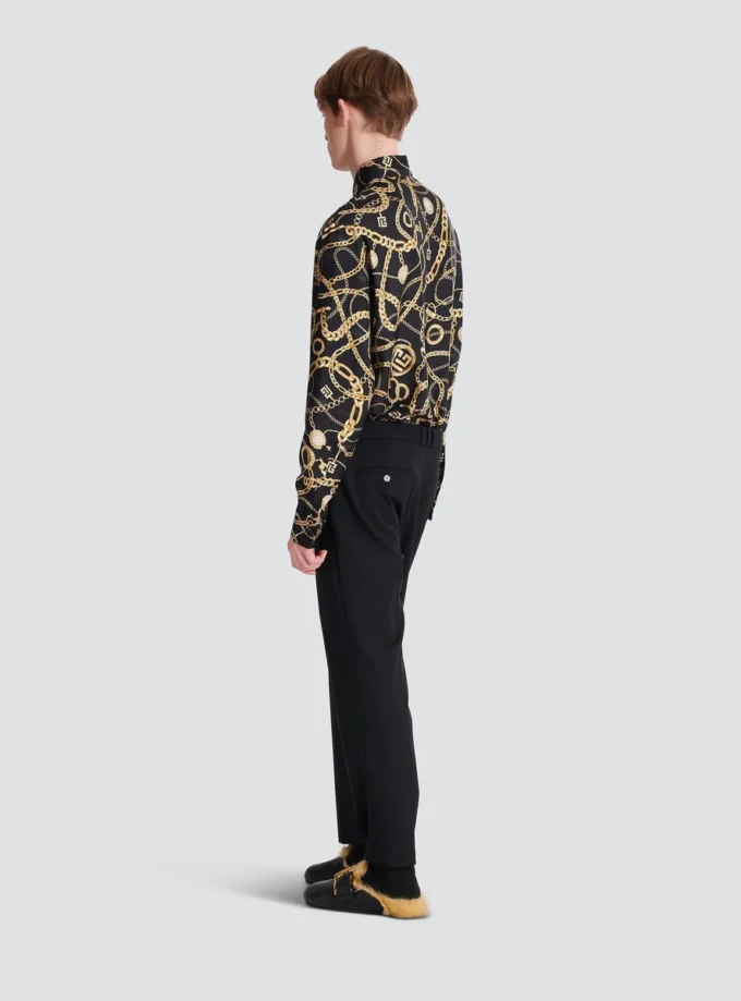 Pantaloni sartoriali in lana a gamba dritta Pantaloni sartoriali in lana a gamba dritta