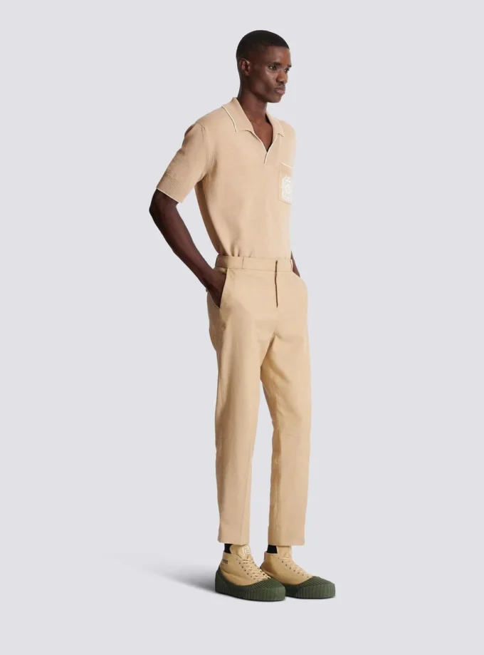 Pantaloni sartoriali in tela a gamba dritta Pantaloni sartoriali in tela a gamba dritta
