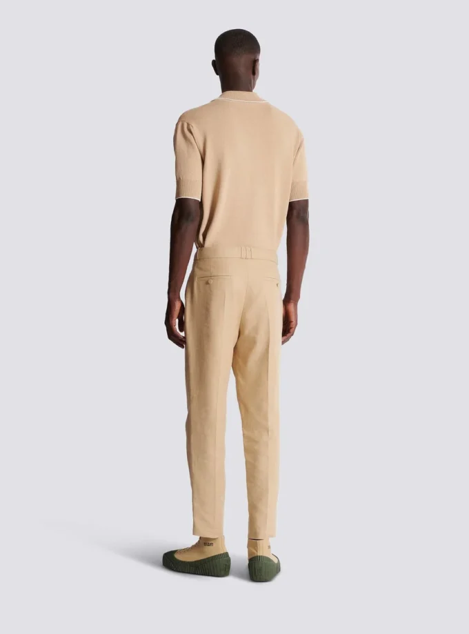 Pantaloni sartoriali in tela a gamba dritta Pantaloni sartoriali in tela a gamba dritta
