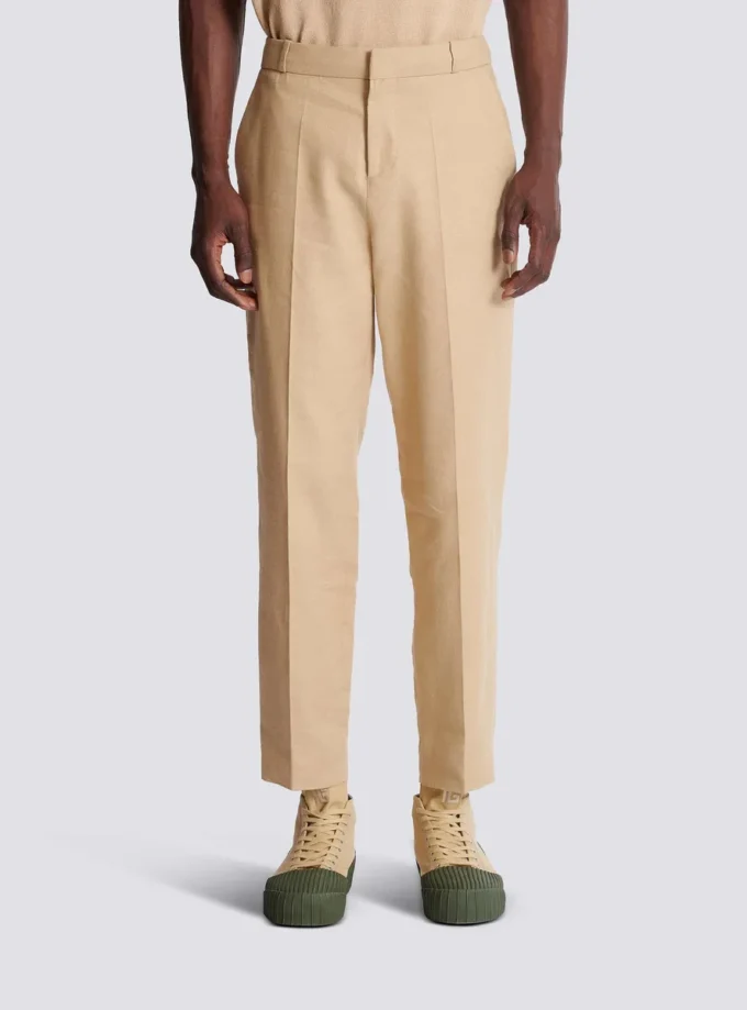 Pantaloni sartoriali in tela a gamba dritta Pantaloni sartoriali in tela a gamba dritta