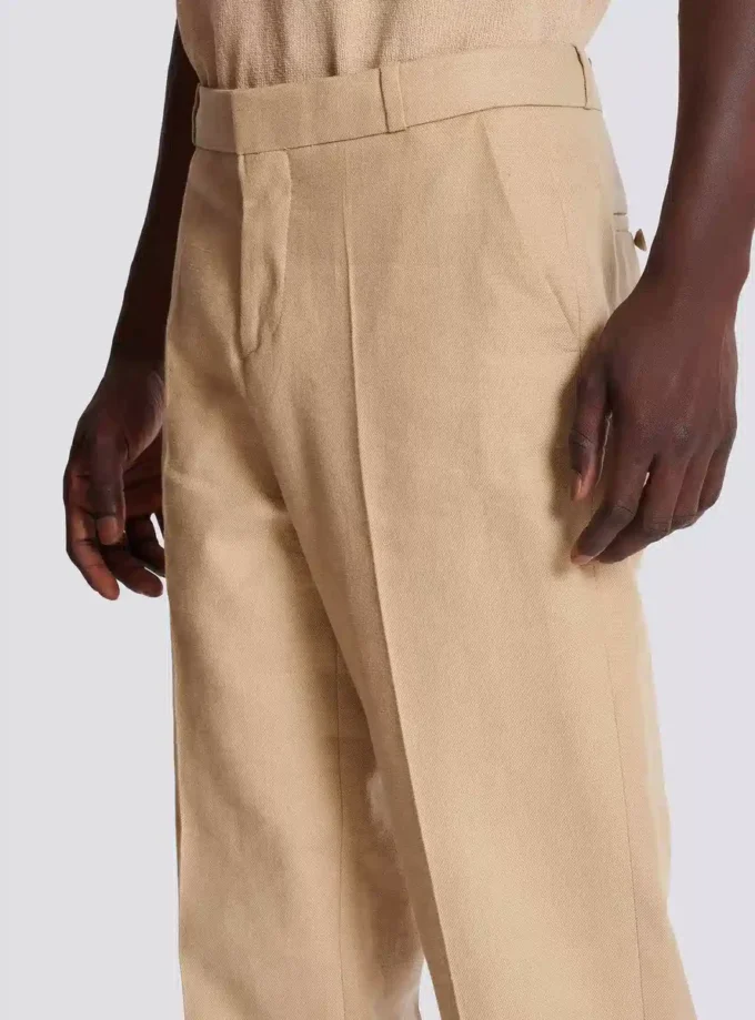 Pantaloni sartoriali in tela a gamba dritta Pantaloni sartoriali in tela a gamba dritta