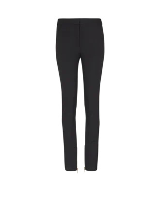 Pantaloni slim fit con zip in pelle grain de poudre Pantaloni slim fit con zip in pelle grain de poudre