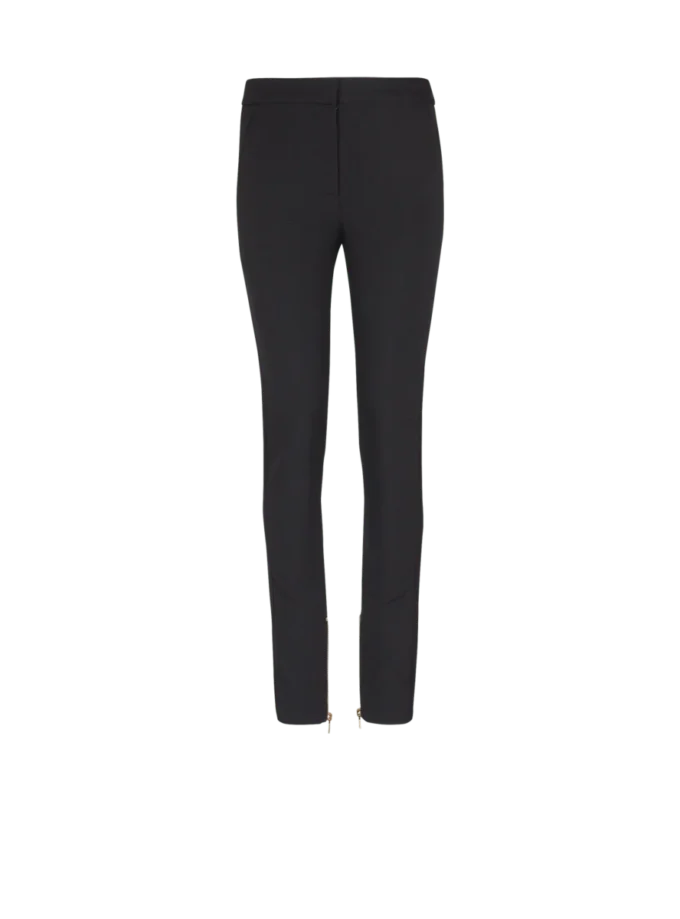 Pantaloni slim fit con zip in pelle grain de poudre Pantaloni slim fit con zip in pelle grain de poudre