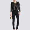 Pantaloni slim fit con zip in pelle grain de poudre Pantaloni slim fit con zip in pelle grain de poudre