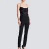 Pantaloni slim fit con zip in pelle grain de poudre Pantaloni slim fit con zip in pelle grain de poudre