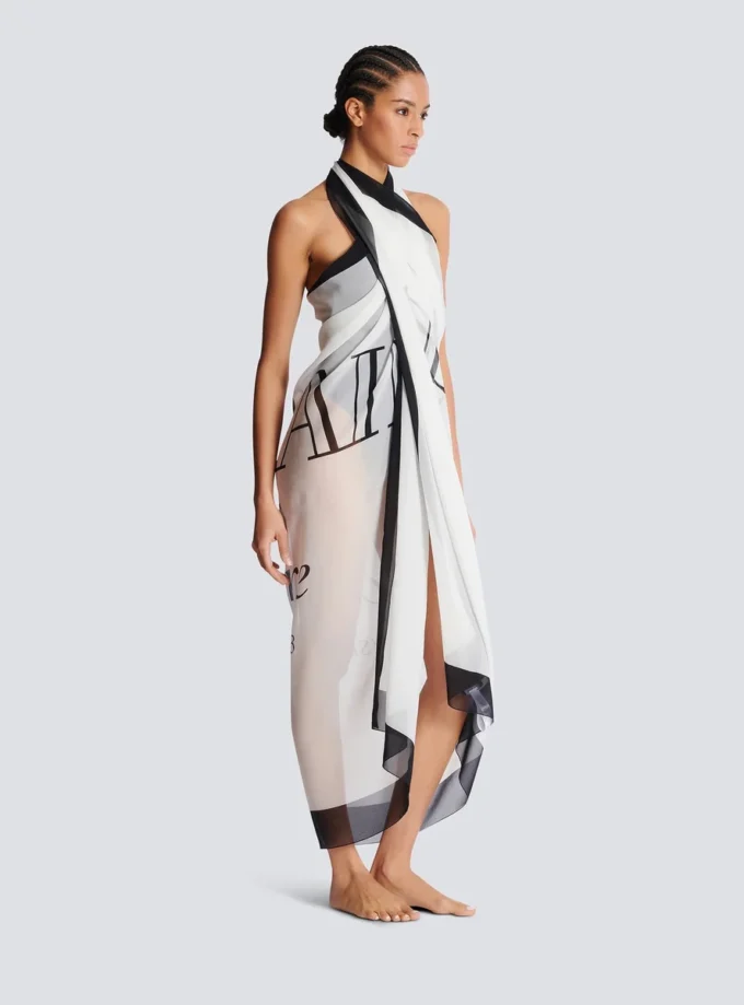 Pareo da spiaggia stampato bicolore Balmain Couture