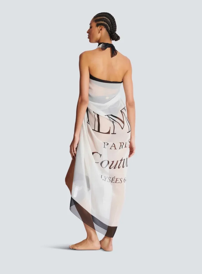 Pareo da spiaggia stampato bicolore Balmain Couture