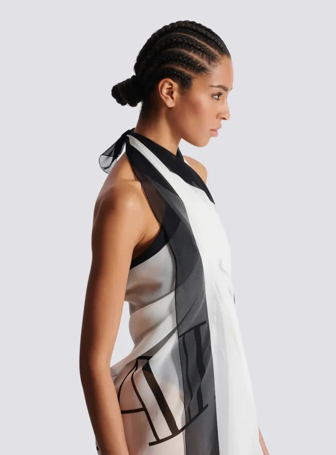 Pareo da spiaggia stampato bicolore Balmain Couture