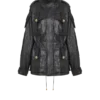 Parka in pelle di agnello con motivo a rombi impunturato Parka in pelle di agnello con motivo a rombi impunturato