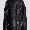 Parka in pelle di agnello con motivo a rombi impunturato Parka in pelle di agnello con motivo a rombi impunturato