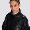 Parka in pelle di agnello con motivo a rombi impunturato Parka in pelle di agnello con motivo a rombi impunturato